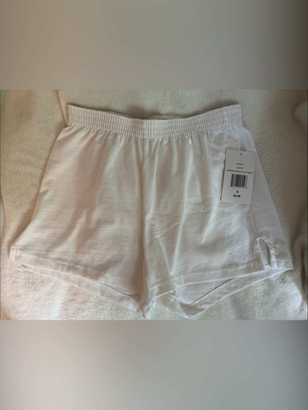 Women's White Elastic-Waist Athletic Shorts